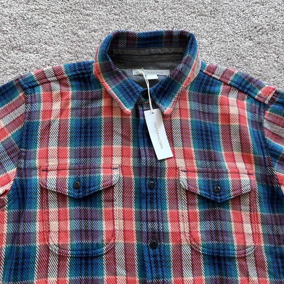 Outerknown Blanket Shirt Plaid Flannel Shacket Button Up Mens Medium - Picture 4 of 14